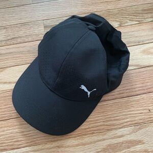 Puma Black Baseball Hat Cap Womens Black Logo Golf Running Outdoors Performance